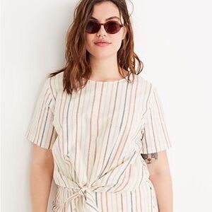 Madewell Striped Tie-Front Top - Multicolor